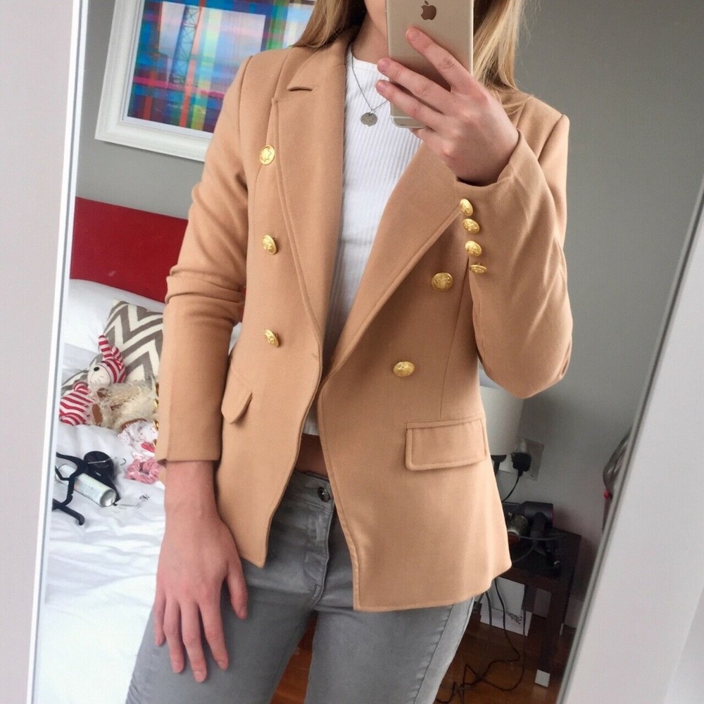 Missguided Double Breasted Military Blazer Jacket - Picture 2 of 12
